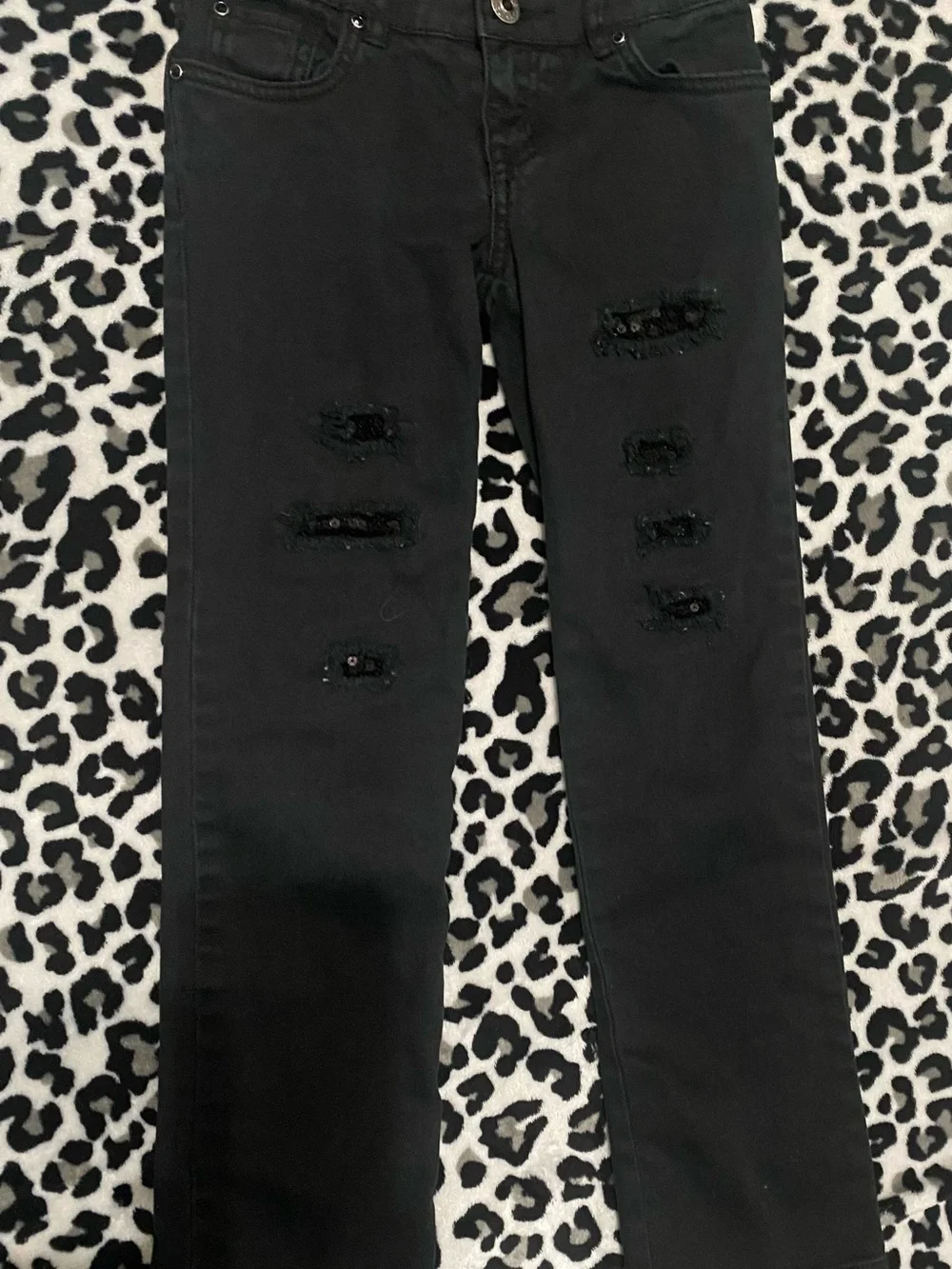 The Children's Place Black Distressed sequined Girls' Jeans